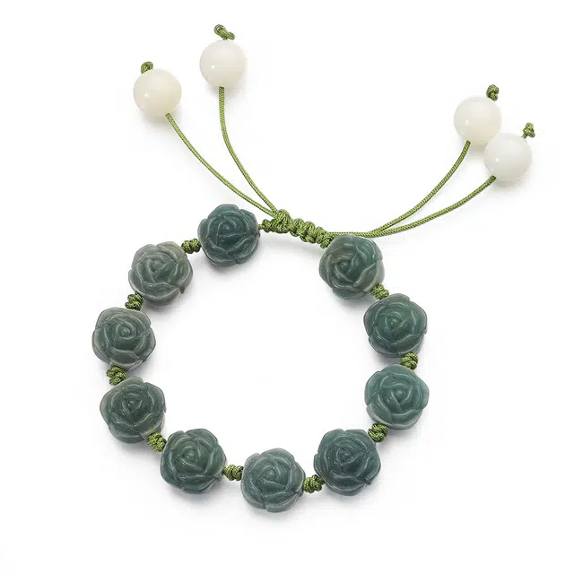 彗时 山茶花文玩盘玩编织绳 汉服古风小众 白玉菩提 菩提类手串 男女同款情侣款