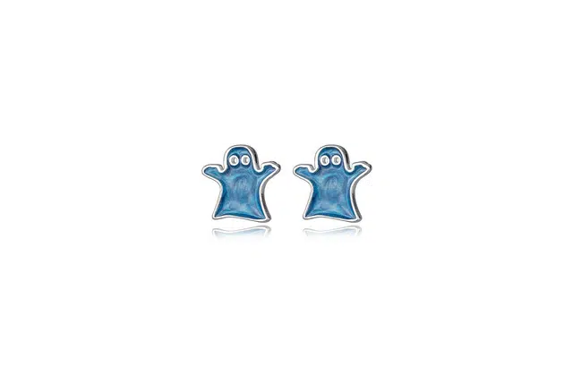 牧言  简约小众设计高级感 创意个性搞怪幻彩蓝色星海举手小人小巧耳饰 合金 小幽灵耳钉 女款