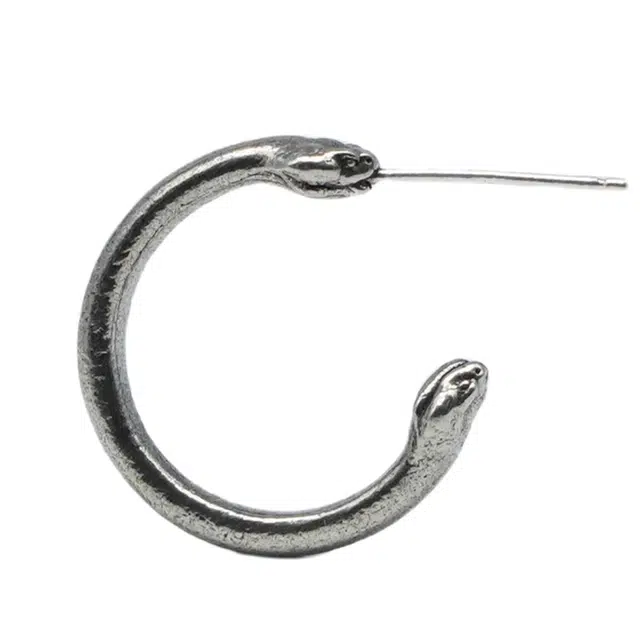 白木黑冰 双头腹蛇 时尚潮流小众高级感新中式 银铜合金 耳钉 男女同款情侣款 礼盒