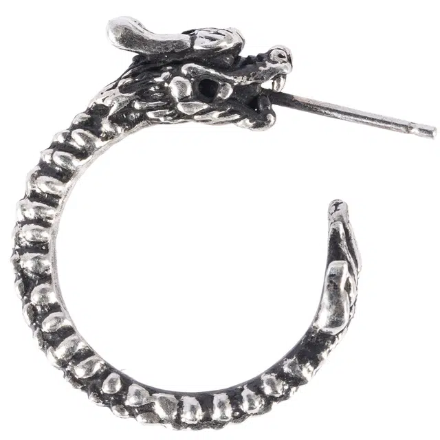 白木黑冰 龙环 原创小众设计个性高级感新中式 铜银合金 耳钉 男女同款情侣款 礼盒款