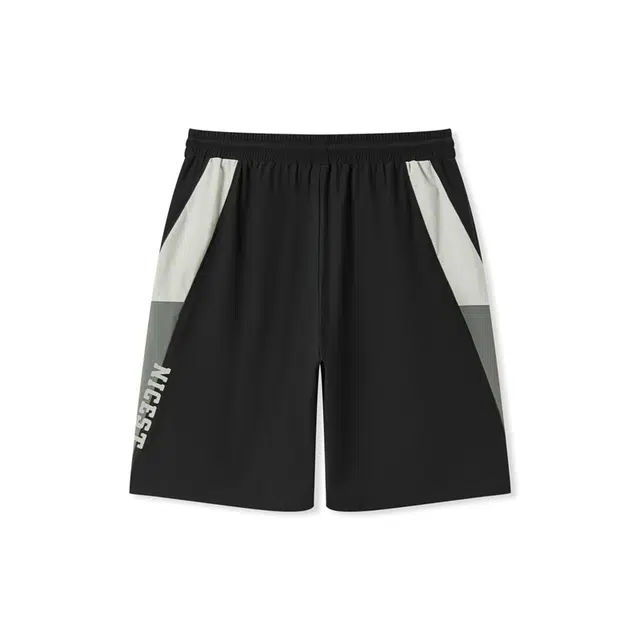 森马 直筒抽绳时尚字母印花休闲短裤 男款 黑色