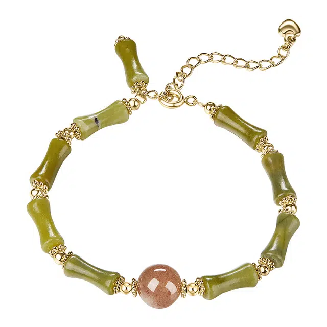 迷颂玛 新中式国风国潮竹节手饰 文艺复古时尚高级感民族风吉祥节节高升竹节手饰 小众设计感闺蜜仪式感手链礼品 水晶 手串 女款