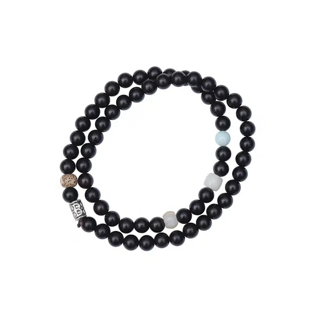 中藏 三圈 国潮复古新中式文玩 吉祥如意招财纳福 合金 木作手串 男女同款情侣款 紫光檀