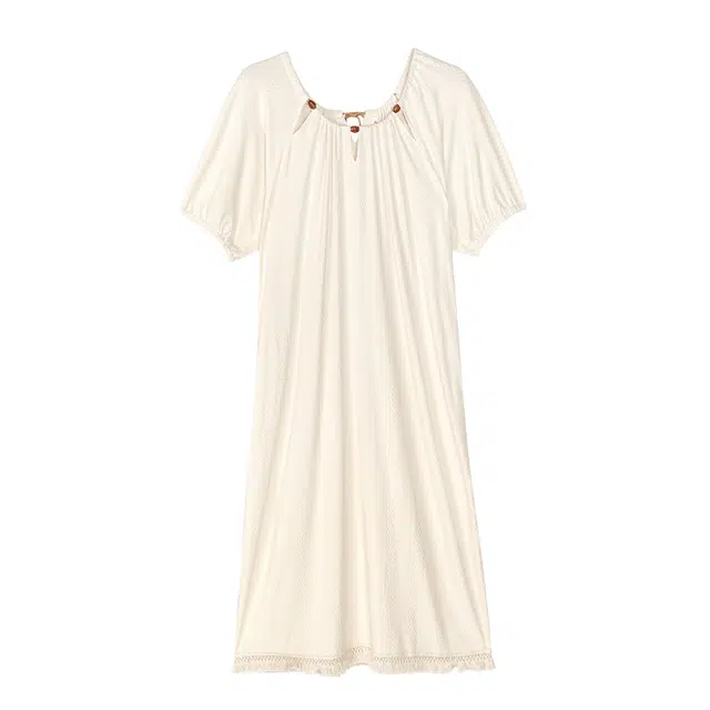 歌倩雅 凉感圆领套头短袖睡裙 女款 杏色