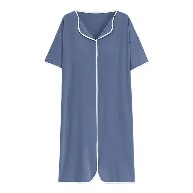 睦隆世家 纯色柔软舒适睡裙 女款 宝蓝色