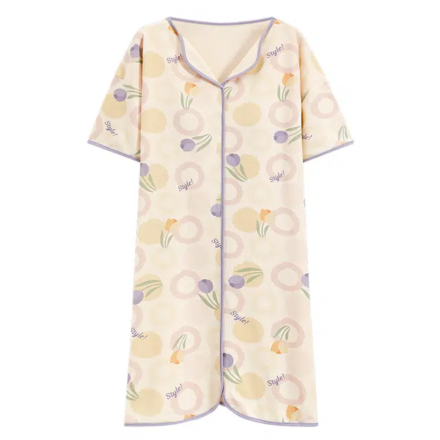 睦隆世家 休闲外穿带胸垫防凸点睡裙 女款 杏色