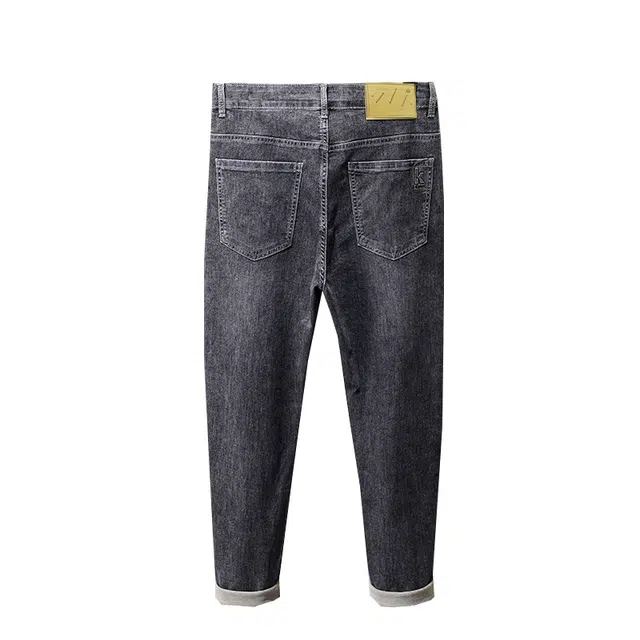 雅鹿 宽松小直筒水洗耐磨百搭时尚港风牛仔裤 男款 黑灰