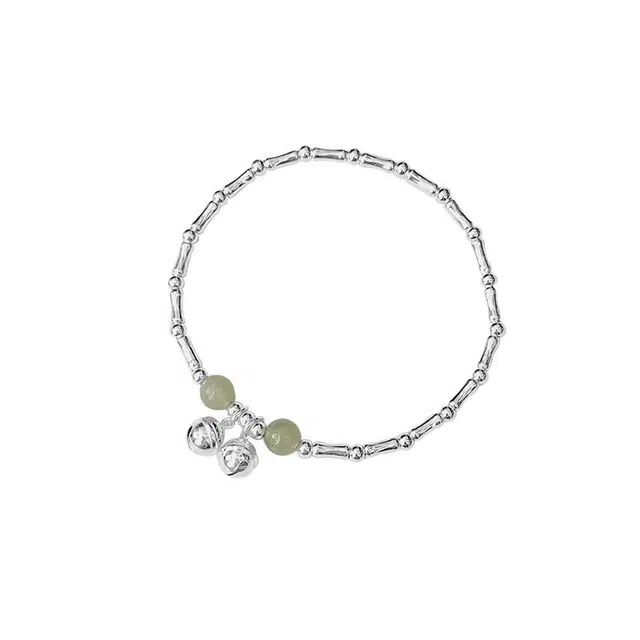 心草 竹节新中式国潮民族风小众设计 和田玉 手链 女款 青玉