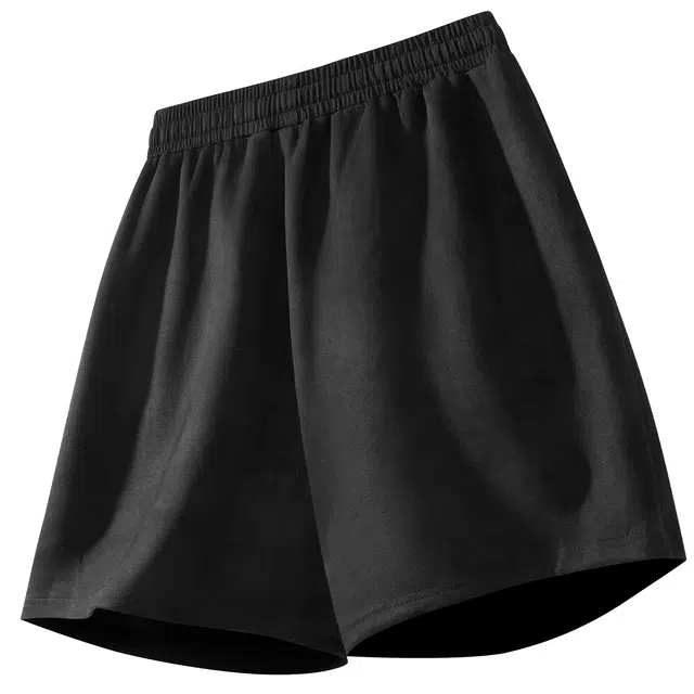 蜡笔小新 麂皮绒卡通小新字母印花休闲运动宽松五分短裤 男女同款