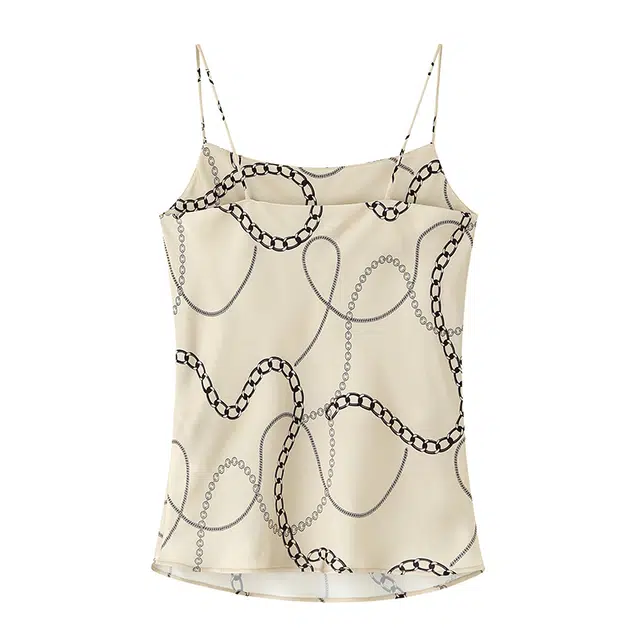 周淼 通勤条纹修身套头吊带 女款 米金