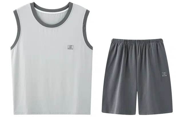 宫蝶 莫代尔背心无袖简约休闲可外穿舒适大码睡衣套装 男款 灰色