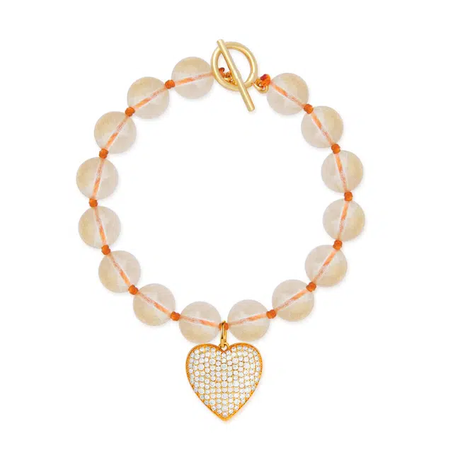 己光 闪闪爱心黄塔晶 水晶 玉石手串 女款