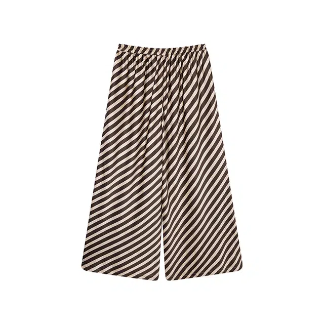 区区欧阳 高腰宽松阔腿休闲裤 女款 条纹