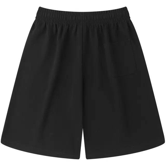 蜡笔小新 卡通小新手绘字母印花宽松直筒五分休闲短裤 男女同款