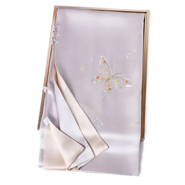 杭丝路 苏绣盘扣双层真丝手工刺绣 丝巾 女款