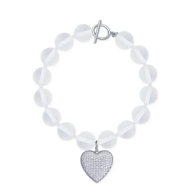 己光 闪闪爱心白 水晶 手串 女款