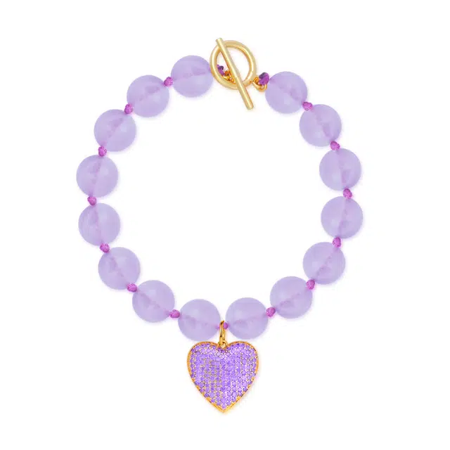 己光 闪闪爱心紫 时尚气质简约 水晶 玉石手串 女款