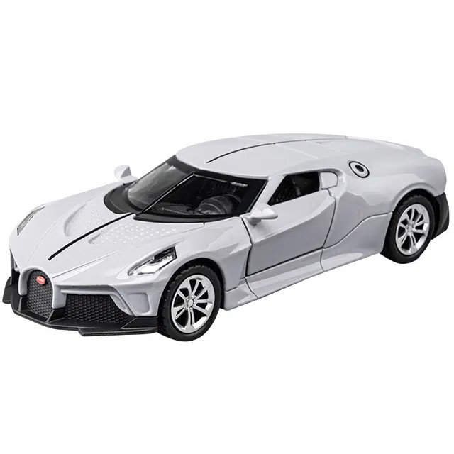 驰誉车玩 布加迪 黑夜之声 合金车模 亮灯响声 回力行驶 车门可开 仿真汽车 收藏摆件 成品模型