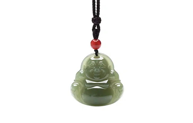 赛菲尔 笑口常开弥勒佛 新中式转运珠大肚佛吊坠招财顺遂平安赐福路路通 和田玉 项链 男女同款情侣款 青玉