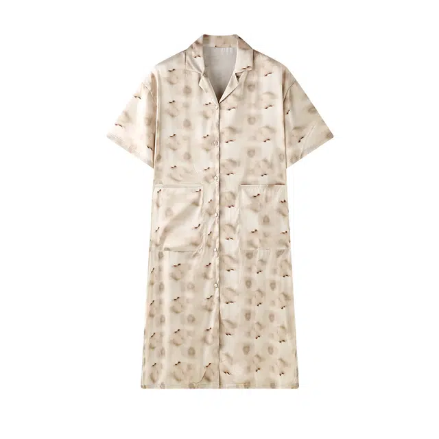 美腾 冰丝凉感家居服短袖中长款睡裙 女款 茶色