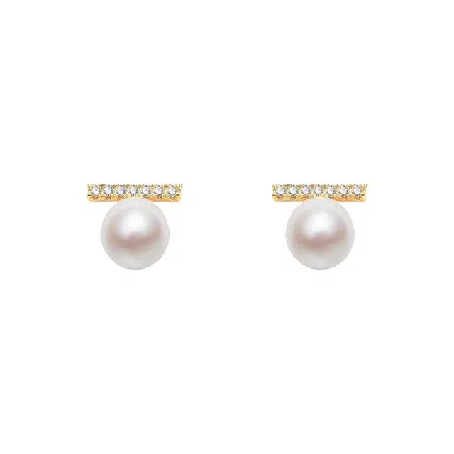 韵系 时尚甜美气质满钻一字平衡木 铜镀金 耳夹 女款