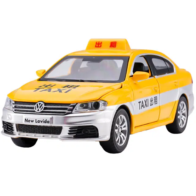 驰誉车玩 上汽大众 朗逸 出租车 合金车模 亮灯响声 回力行驶 车门可开 收藏摆件 成品模型