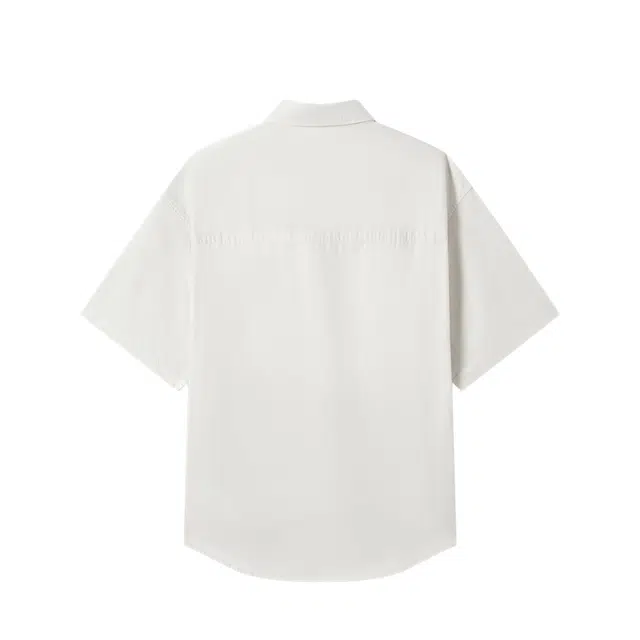 森马 户外休闲简约工装贴袋宽松短袖衬衫 男款