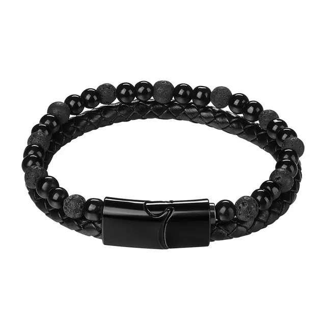 迷颂玛 中式时尚简约火山石手链 简约百搭中性设计高级感手工编织手环 民族风国潮磁扣串珠手镯礼盒 虎眼石 手串 男女同款情侣款