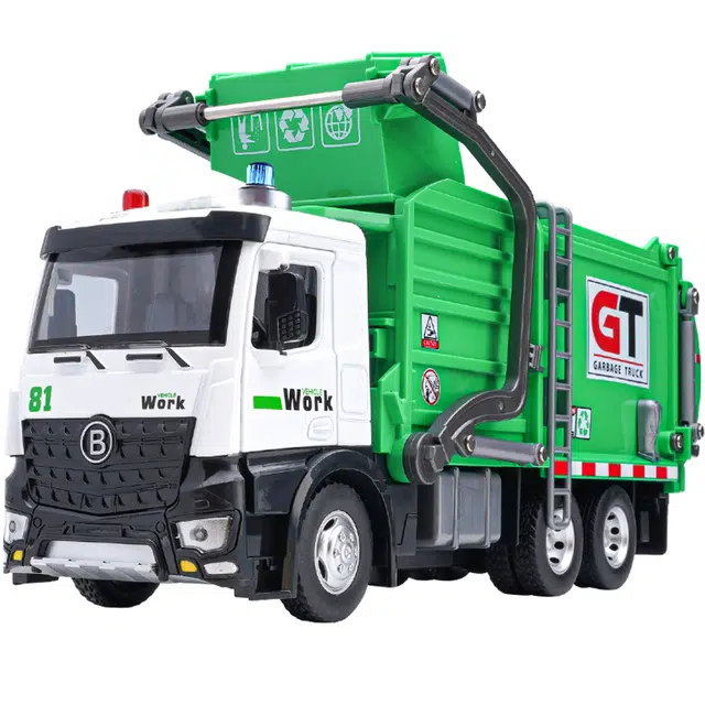 驰誉车玩 真大号环卫车 成品模型 合金车模 亮灯响声 回力行驶 车门可开 仿真汽车 收藏摆件