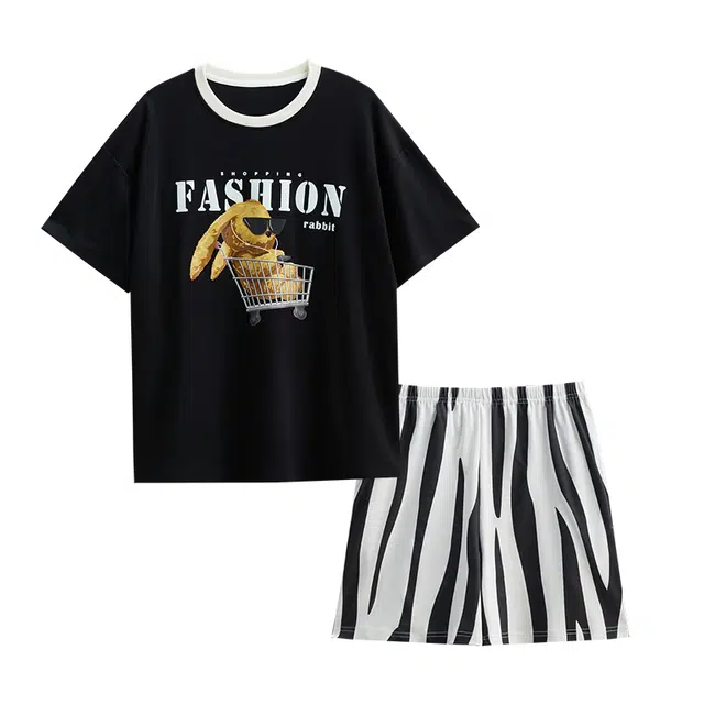 歌倩雅 夏季凉感纯棉自带胸垫睡衣套装 女款