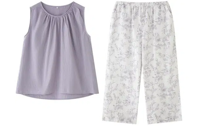 怡吾色 休闲纯色圆领套头无袖背心松紧腰长裤睡衣套装 女款