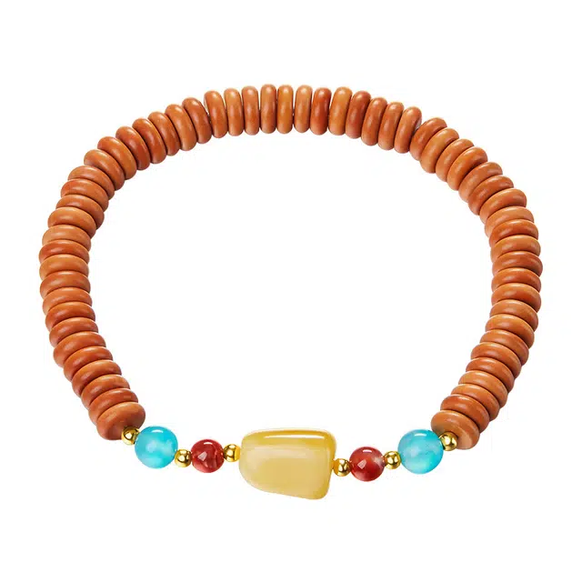 迷颂玛 橄榄核隔珠文玩手链 闺蜜复古民族风中性时尚潮流手串 国风小众设计百搭手饰 玛瑙 蜜蜡水晶简约首饰 男女同款情侣款 礼盒