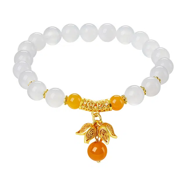 迷颂玛 古风复古铃兰花白高级感手链 新中式清冷感简约设计百搭串珠手串 民族风清透闺蜜仪式感同款手饰礼盒 玛瑙 水晶首饰 女款