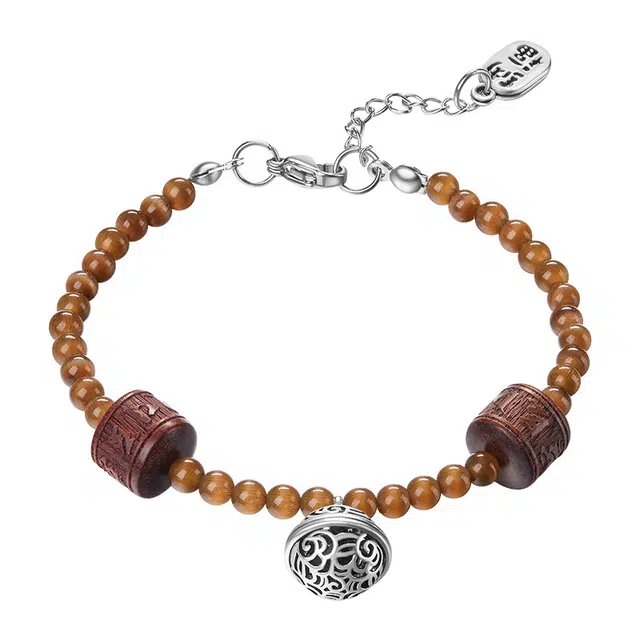 迷颂玛 新中式一步一响古风复古铃铛手链 美拉德时尚高级感串珠手链 纪念日仪式感创意小众手饰 猫眼石 玉石手串 男女同款情侣款