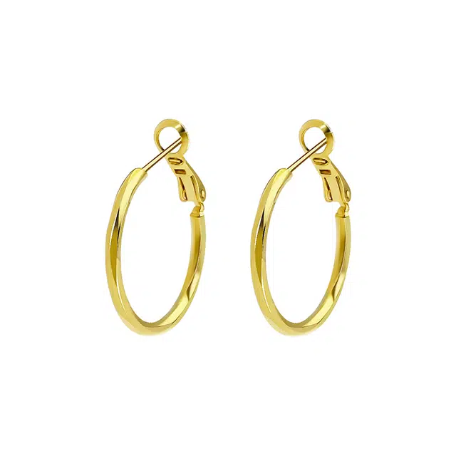 伊灿 日常通勤素圈 电镀真金 耳环 女款 小众设计感高级