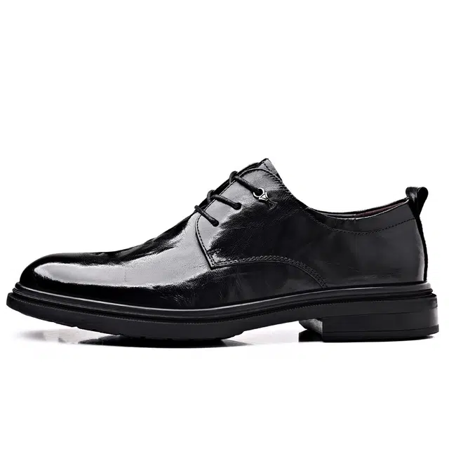 健休 头层牛皮 商务百搭时尚休闲潮流 正装皮鞋 男款 黑色
