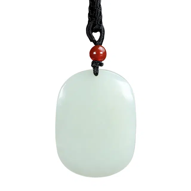 舒杰 油润百搭平安牌 和田玉 项链  国潮小众 简约平安 牌 情侣 男女同款情侣款 白玉