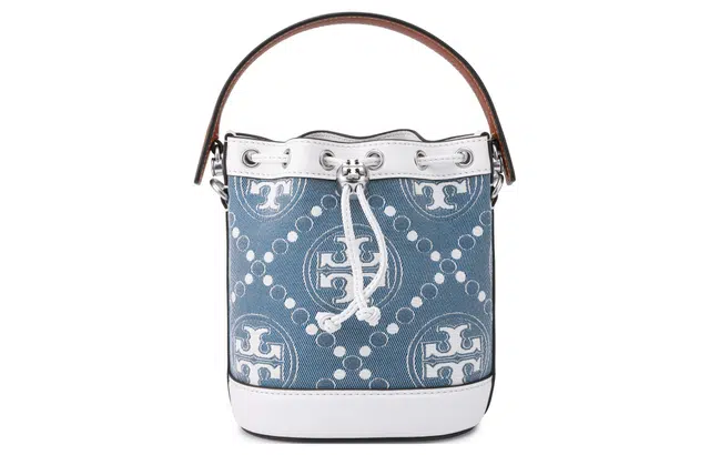 Tory Burch T Monogram Bucket Bag Pearl Blue