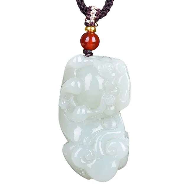 舒杰 财源广进招财貔貅 和田玉 项链  国潮貔貅 招财纳福 锁骨链 男女同款情侣款 白玉