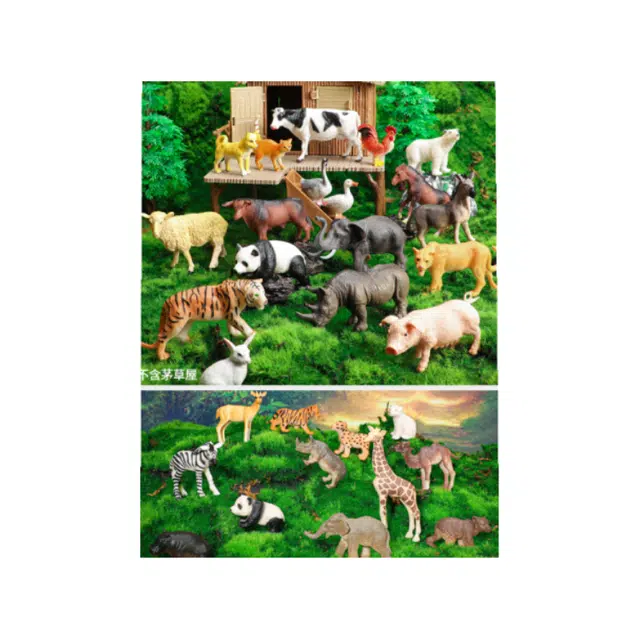 万童乐 动物模型 认知野生动物园世界 全套农场 早教益智玩具