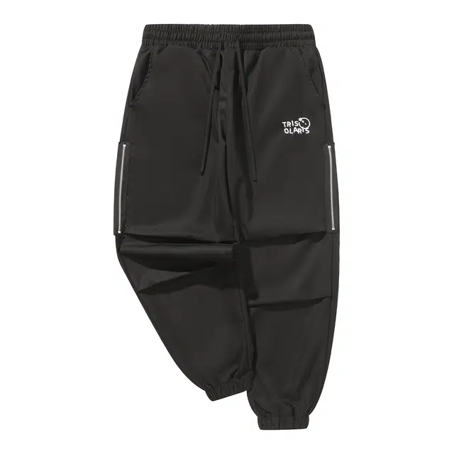 三体 文明系列 简约字母刺绣百搭基础宽松抽绳束脚美式复古高街潮牌时尚学生多巴胺无性别穿搭户外机能风工装休闲裤 男女同款