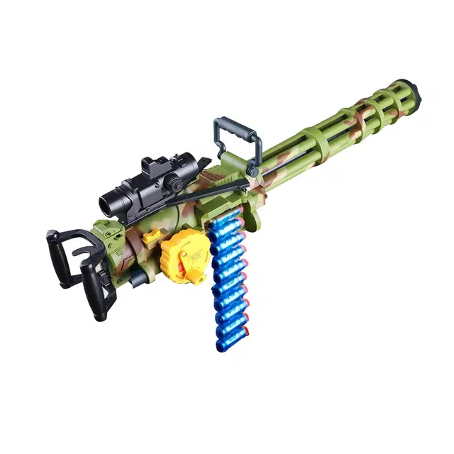 雄俊 迷彩加特林电动连发软弹枪 重机可枪抛壳机关枪 枪型玩具