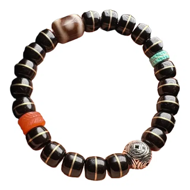 玉临门 国潮民族风三眼天珠 玛瑙 玉石手串 男女同款情侣款 礼盒包装