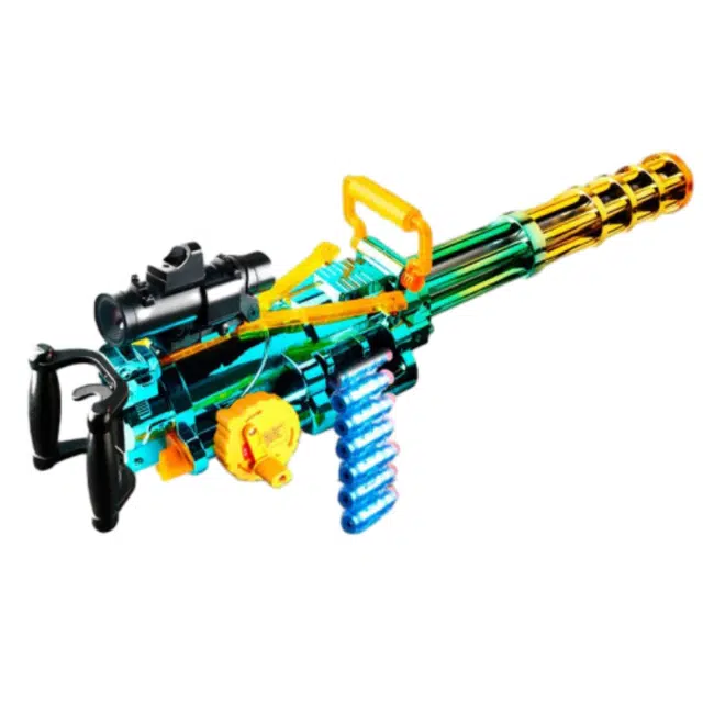 雄俊 镭射黄金加特林电动连发软弹玩具枪 加克林机枪 重机枪 抛壳机关枪 枪型玩具