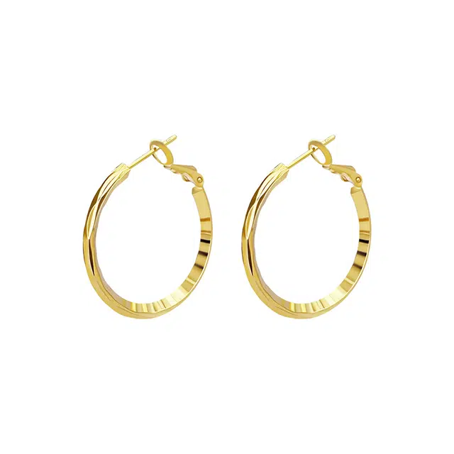 伊灿 气质小众设计感精致素圈 电镀真金 耳环 女款