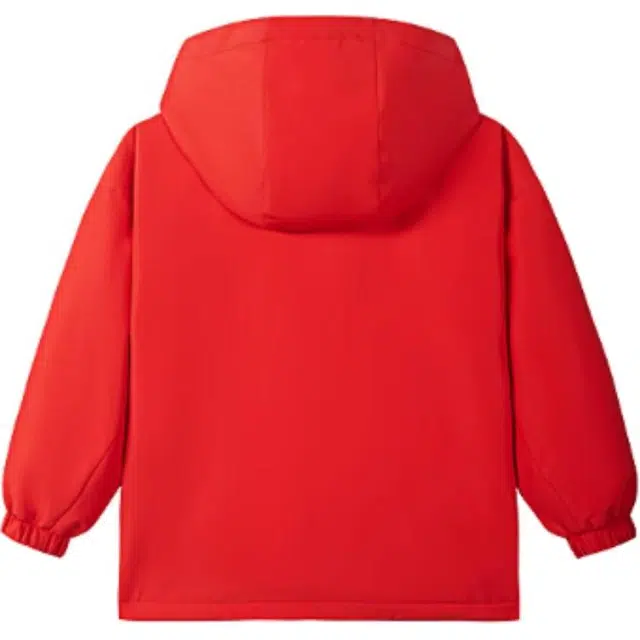 安踏儿童 童装 图案印花连帽长袖加绒夹克外套 儿童款 赫红色