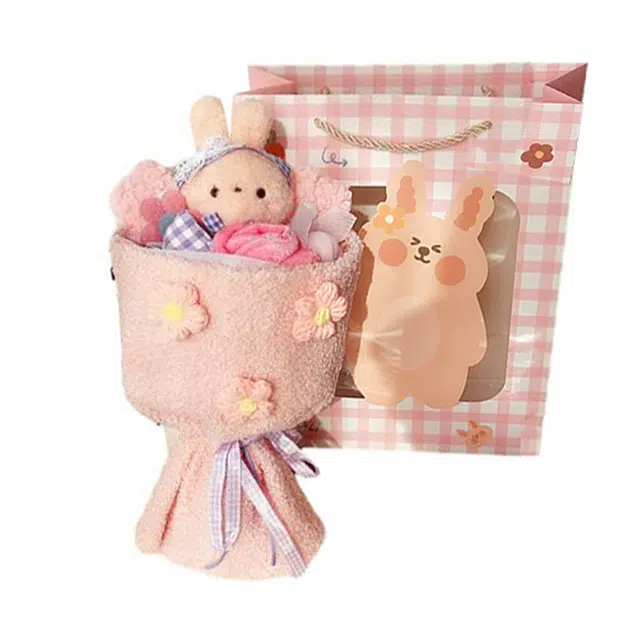 雄俊 创意趣味花束可爱娃娃手捧花生日花朵少女心摆件 玩偶 毛绒公仔