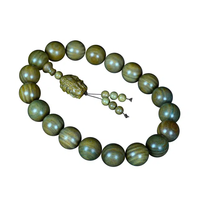 钵提 精工顺纹佛珠 念珠精雕珠串 木作 手串 男女同款情侣款 绿檀