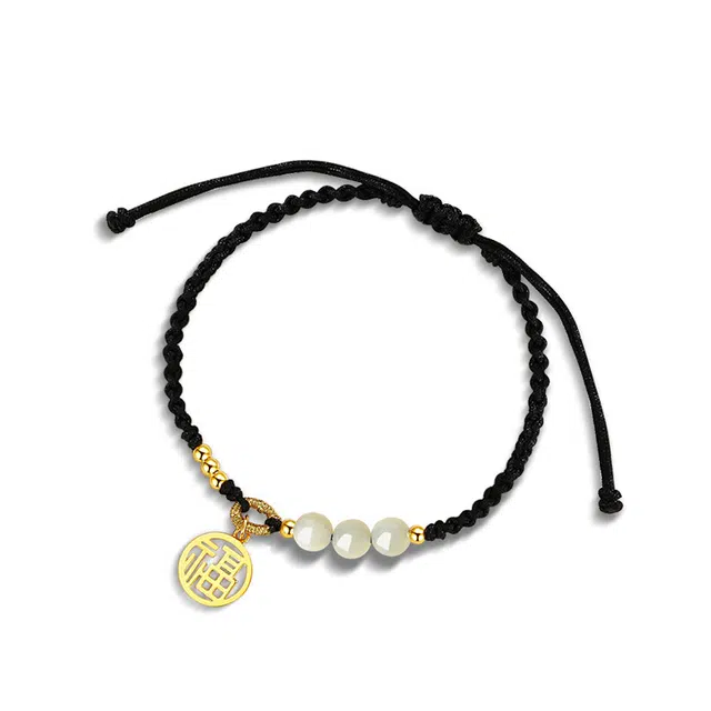 谧月珠宝 福牌手绳 新中式复古民族风轻奢小众高级感 玛瑙 手链 男女同款情侣款