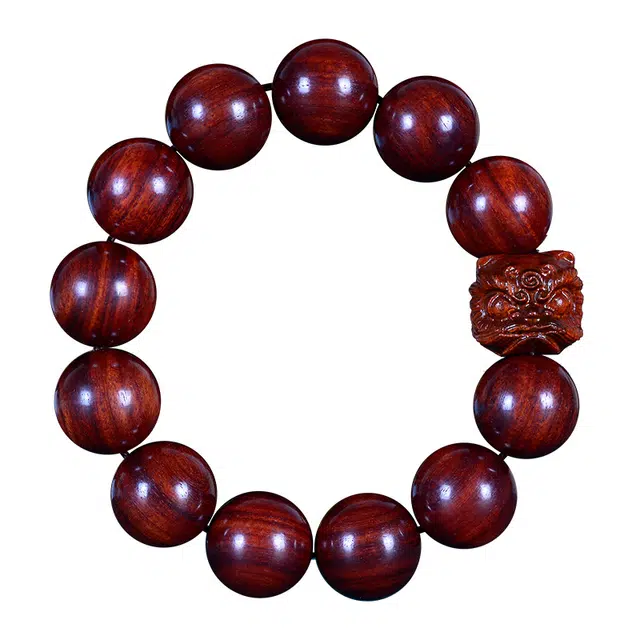 钵提 精雕醒狮 佛珠高密沉水霸气 文玩盘玩珠串 木作 手串 男女同款情侣款 血檀